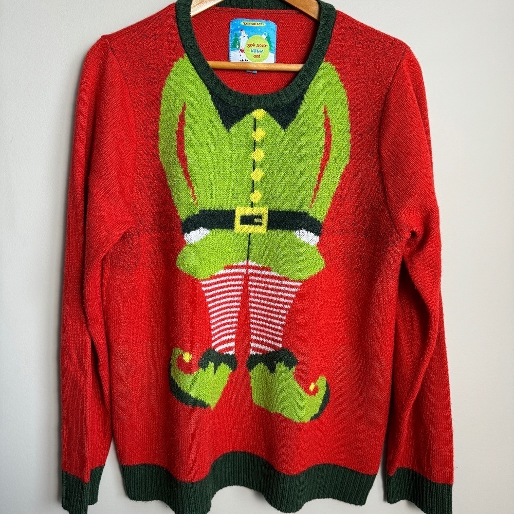Men's Ugly Christmas Sweater Size Large Holiday Elf